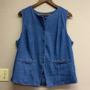 Lands' End Blue Denim Vest